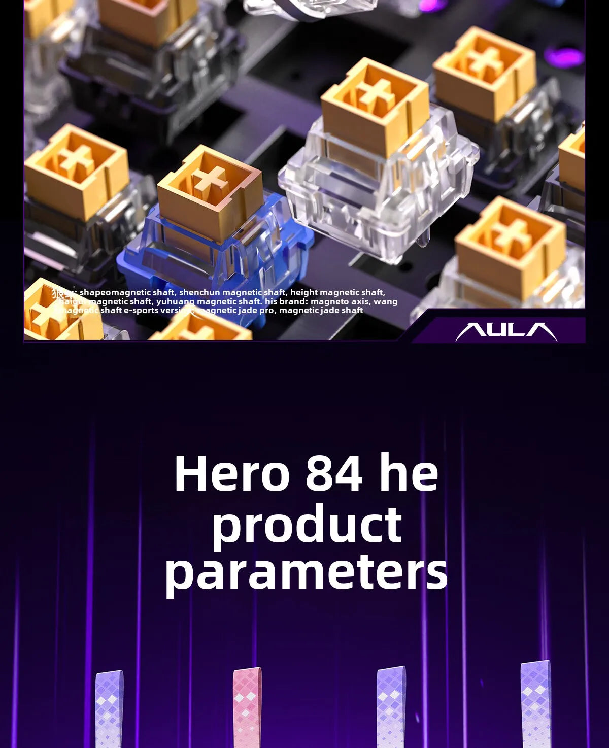 AULA HERO84 HE Magnetic Switch Wired Mechanical Keyboard RGB Music Rhythm 8K Return Rate Keyboard Computer Accessorie for Gamer