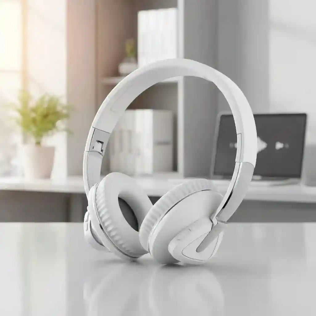 Wireless Bluetooth Headband Headphones - Foldable Bass by Tidesmit White Tidesmit