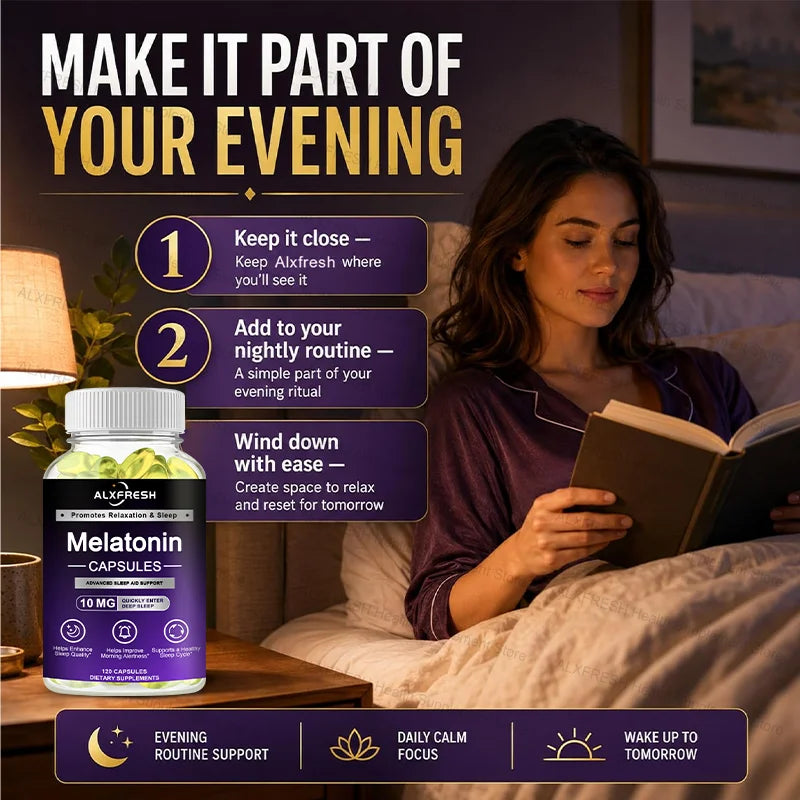 Melatonin 10mg, 100% Non-Toxic Adult Sleep Aid, Help Fall Asleep Faster, Sleep Deep, Enhance Immunity