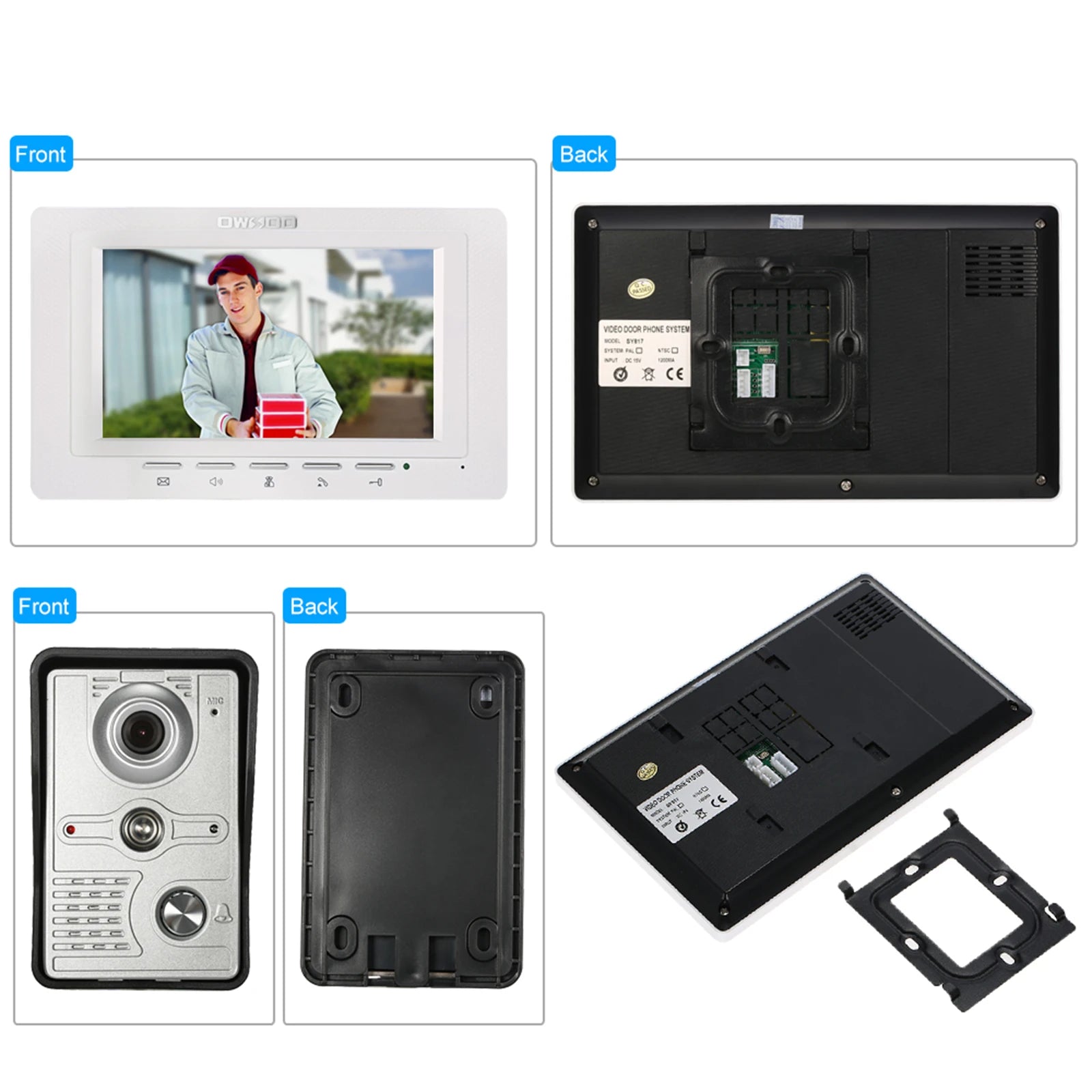 IR-CUT Outdoor Camera 7 inch Wired Video Doorbell Indoor Monitor Visual Intercom Two-way Audio Remote Unlock Video Door Phone
