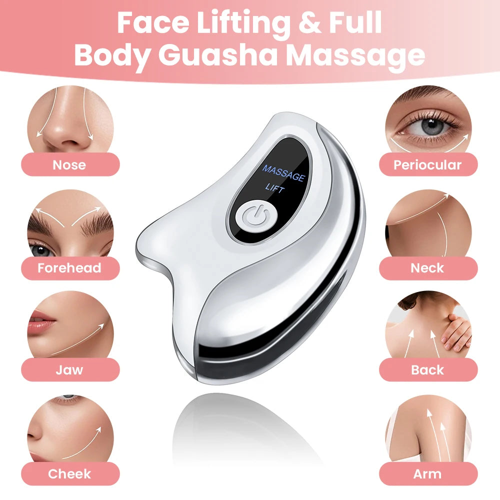 Electric Gua Sha Facial Massager - Portable Home Spa Vibration Lift White Relaxation Treatment Tidesmit