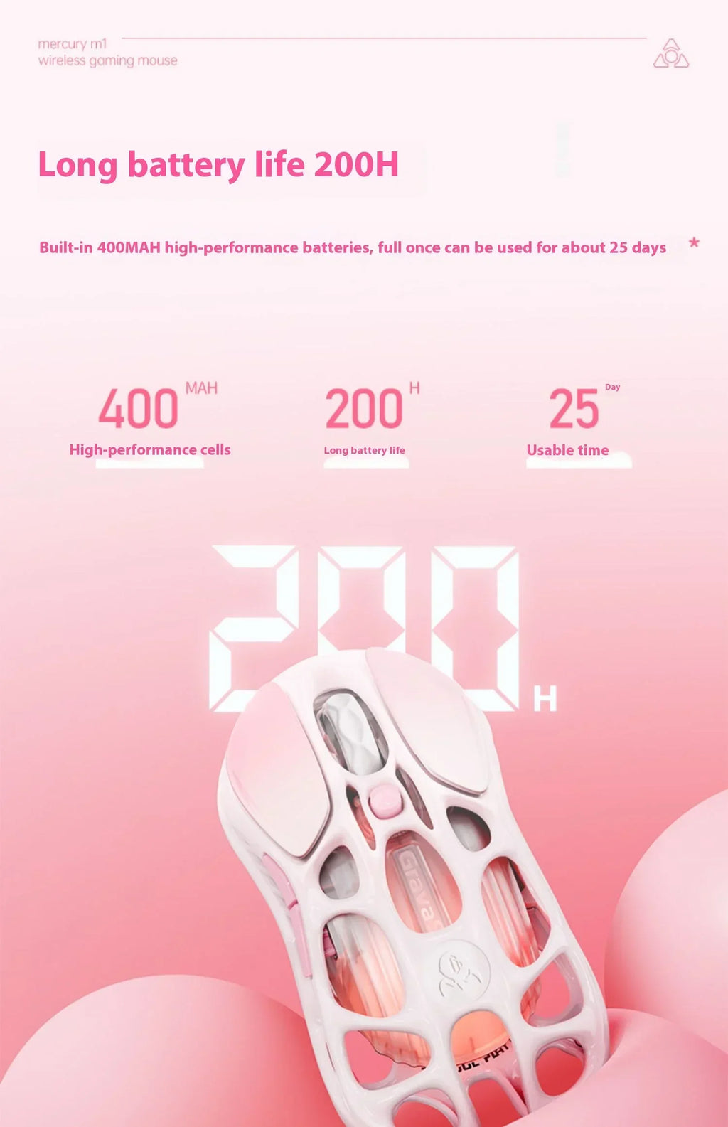 GravaStar Mercury M2 M1 Wireless Gaming Mouse Alloy 26000 DPI PAW3395DM Sensor Lightweight Hollowed Out Design RGB E-sports Mice