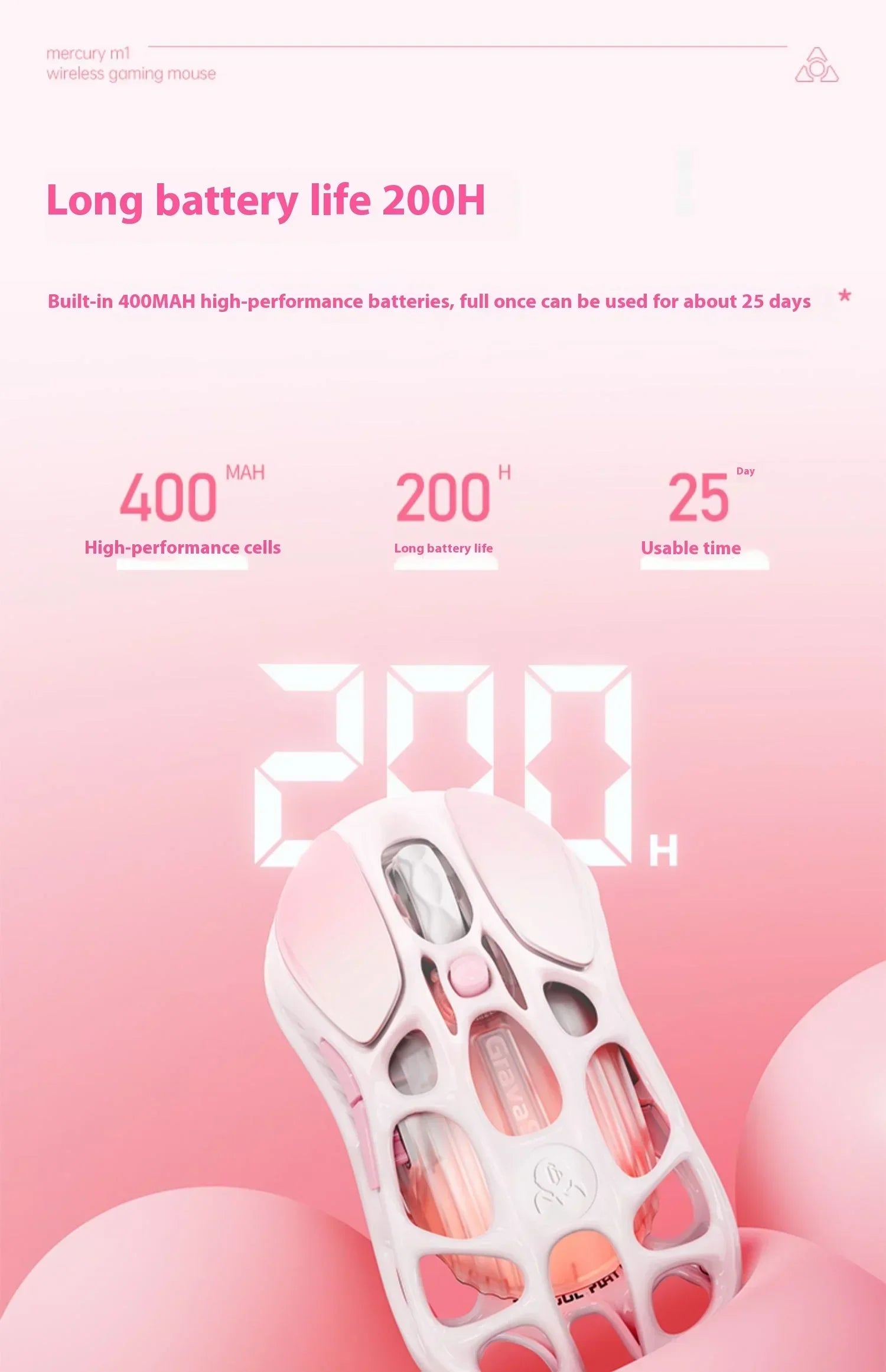 GravaStar Mercury M2 M1 Wireless Gaming Mouse Alloy 26000 DPI PAW3395DM Sensor Lightweight Hollowed Out Design RGB E-sports Mice