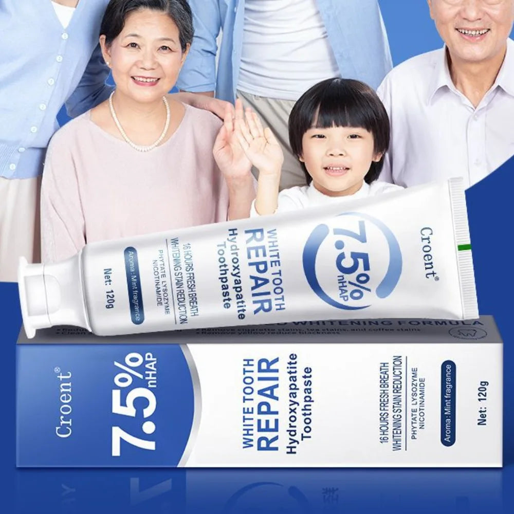 Tidesmit HAP toothpaste 120g with 7.5% Hydroxyapatite for enamel repair, teeth whitening, and fresh breath.