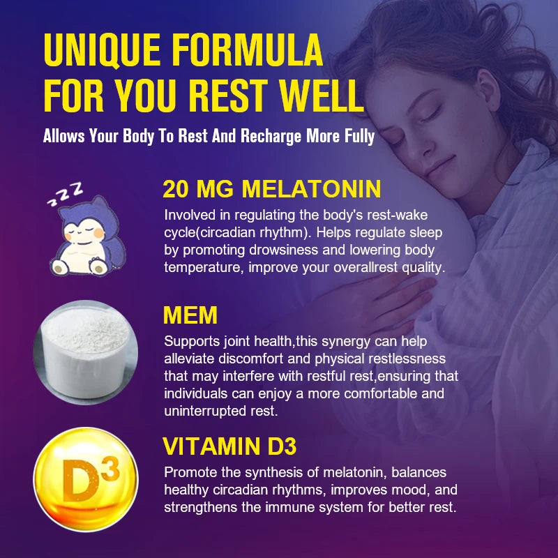 Melatonin 20mg, Sleep Dietary Supplement, 120 Strawberry Flavored Capsules, Contains Melatonin - Healthy Sleep