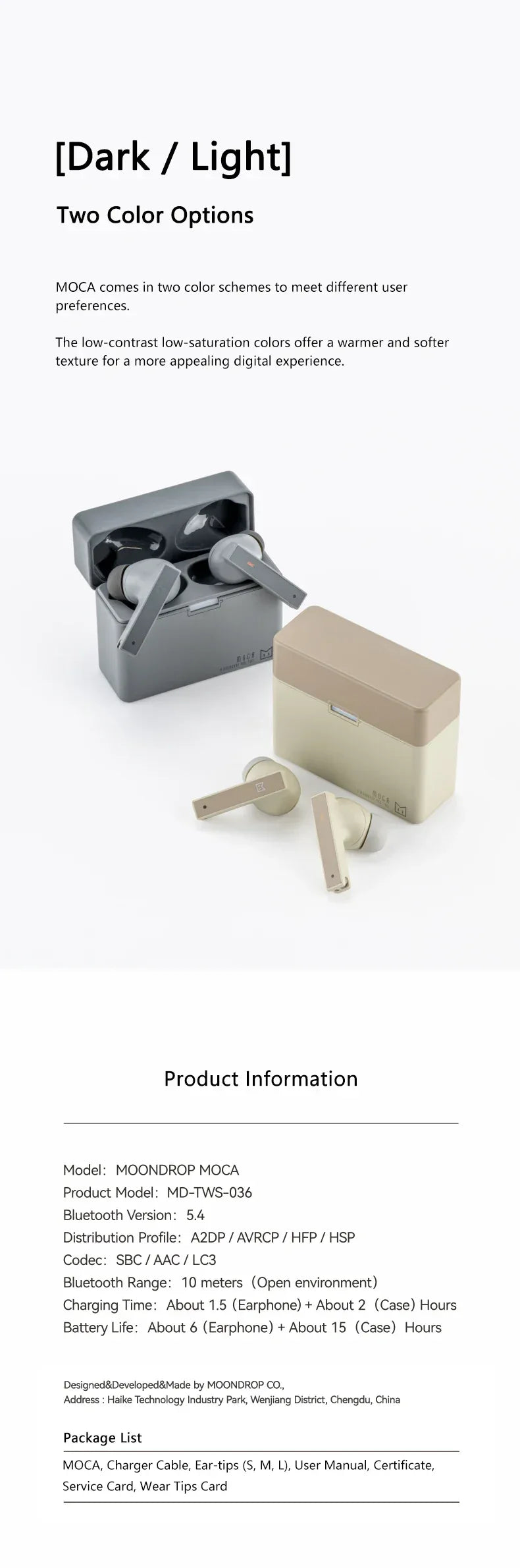 Moondrop Moca ANC Wireless Earbuds | Low Latency TWS | Tidesmit Tidesmit