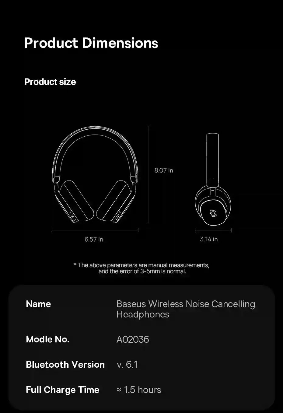 Wireless Noise Cancelling Headphones: 100Hr Playtime - Over-Ear ANC Tidesmit