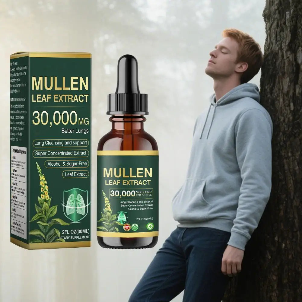 Fast Absorption Lung Clean Drops Natural Mullein Leaf Extract 30000mg Daily Respiratory Care Drops