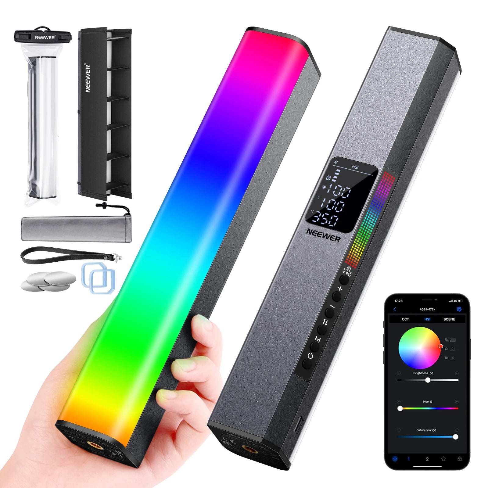 RGB LED Video Light Stick - Handheld Magnetic Wand for Content Creators Tidesmit