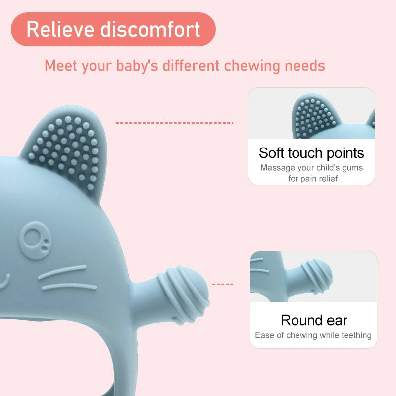 Baby Teether Cat Gloves Teether Silicone Anti-eating Hand Molar Stick Massage Gums Baby Anti-biting Teether Baby Accessories