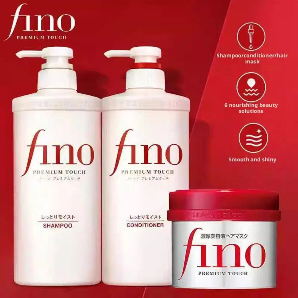 Fino Premium Touch Hair Care Set Deep Repair Damaged Hair Oil Control Volumizing Smooth Shiny Hair Mask Conditioner