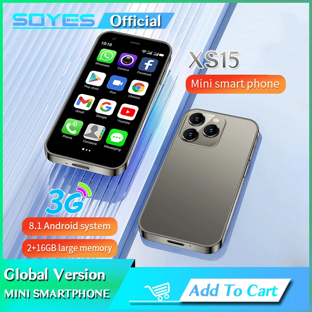 SOYES XS15 Mini Android8.1 Smart Phone 3.0 Inches 2GB RAM 16GB ROM Dual SIM Standby Play Store 3G Little Phone