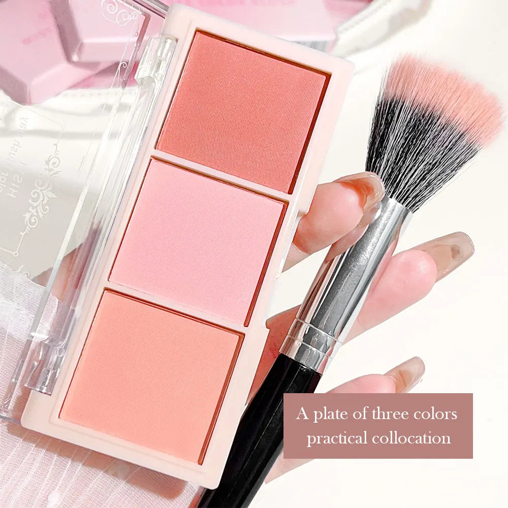 Tidesmit HISYI three-color matte blush palette for natural nude makeup and a bright glowing complexion