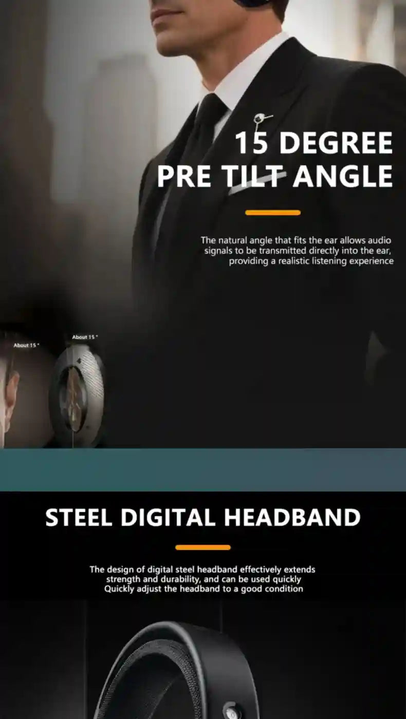 Wired HiFi Open Back Studio Headphones - Black Over Ear Monitor Tidesmit