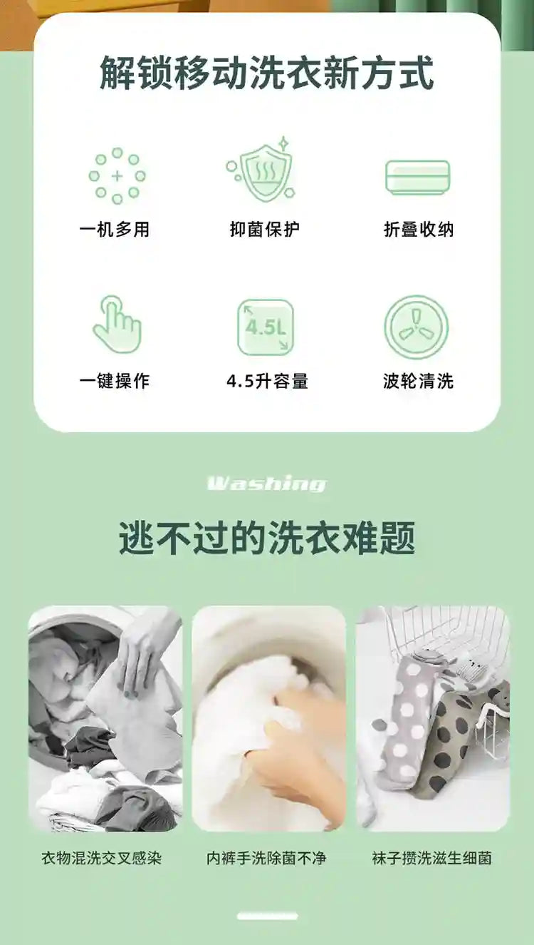Tidesmit mini folding washing machine with drain bucket showing drainage feature for portable laundry cleaning