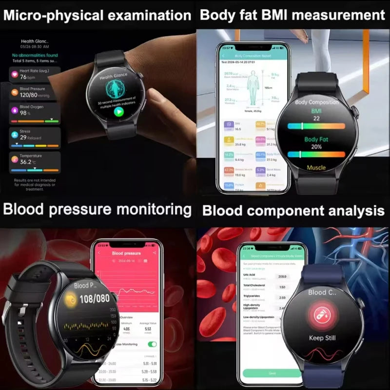 2026 New Smart Watch NFC ECG+PPG Blood oxygen Uric Acid Blood Pressure Sapphire Smartwatch Men For iPhone Android