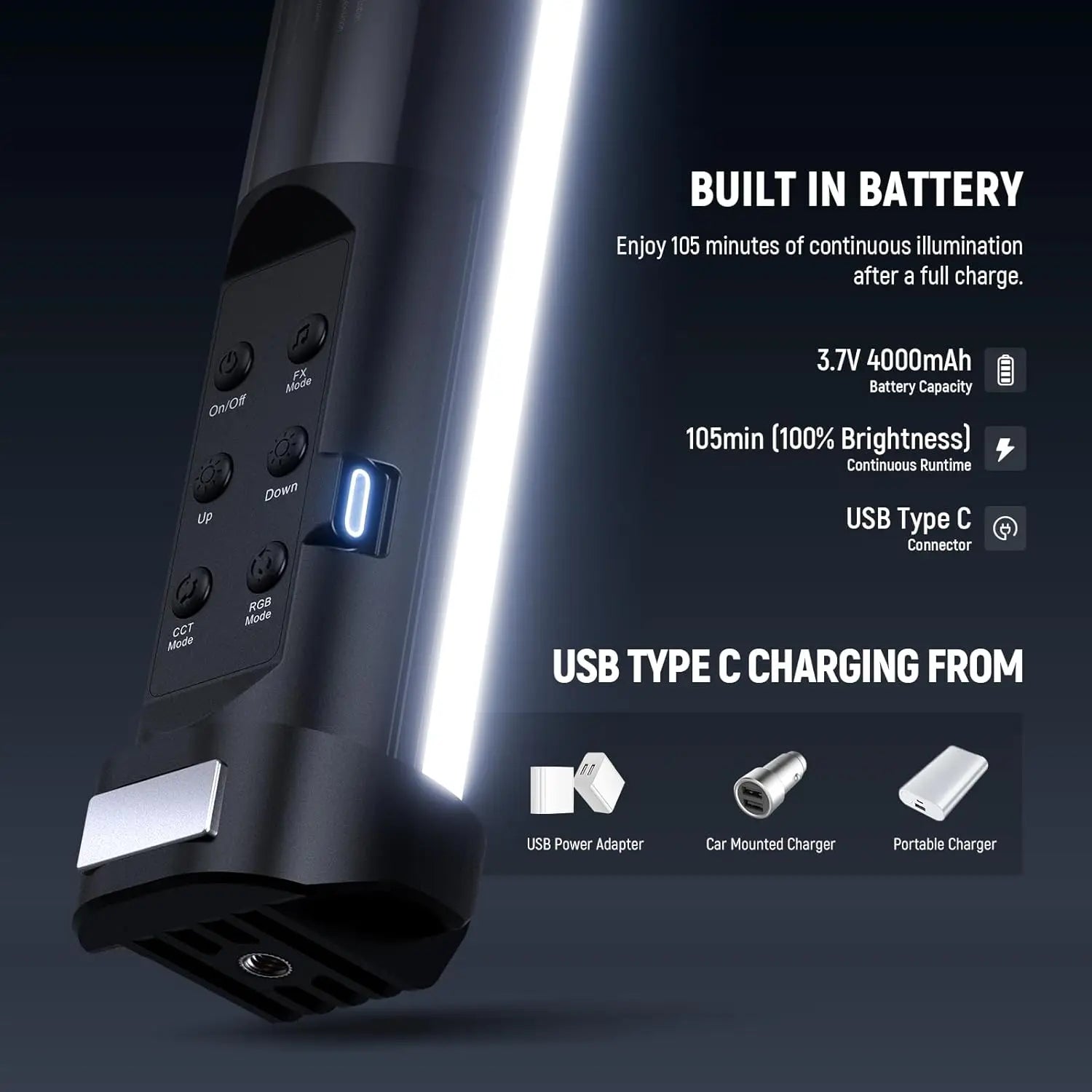 RGB Light Wand LED Stick - Dimmable Video Lighting by Tidesmit Tidesmit