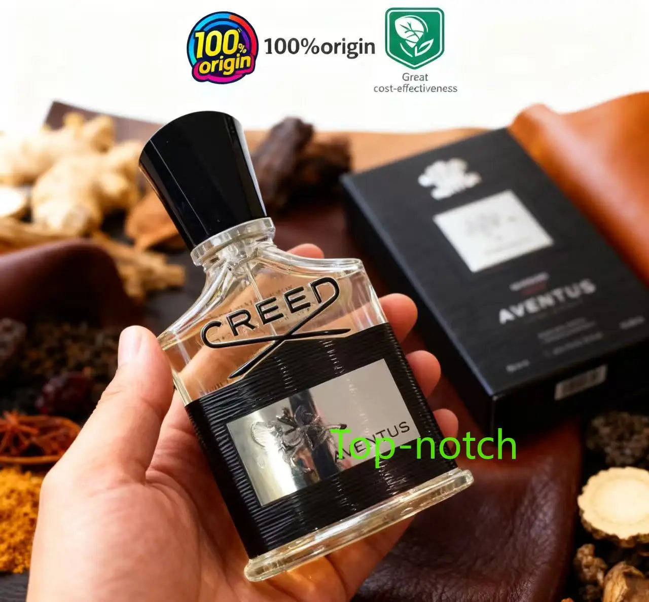 Creed Aventus 120ml EDP for men, original long-lasting cologne in iconic black and clear glass bottle.