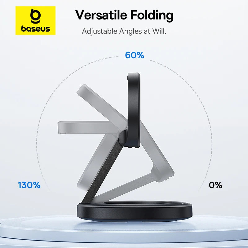 Foldable Qi2 Magnetic Wireless Charger Stand for iPhone 16 Series Tidesmit
