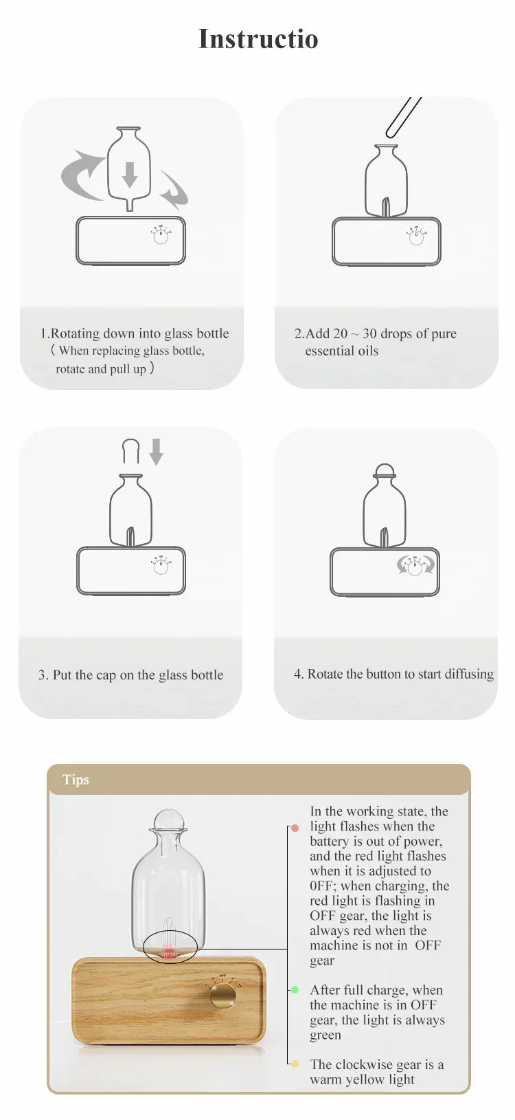 Wood Grain Aroma Diffuser Air Freshener Waterless Essential Oil Diffusers Mini Usb Nebulizer Diffuser  for Home Office Room