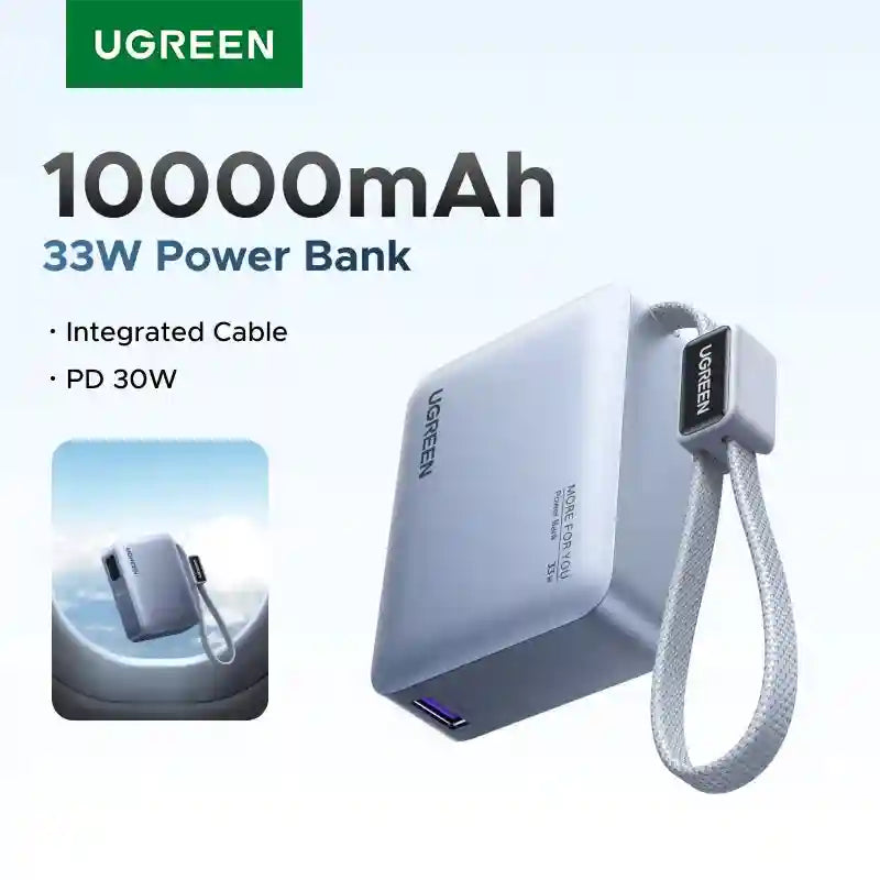 10000mAh Fast Charging Power Bank with Built-in Cable - Tidesmit Tidesmit
