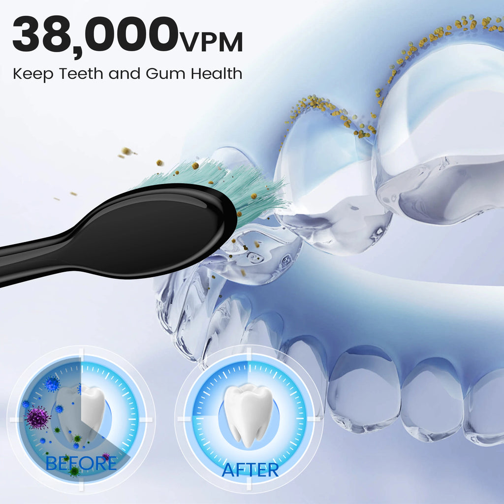 Sejoy Electric Sonic Toothbrush with 10 pcs Replacement Heads 5 Modes USB Rechargeable Waterproof Electric Tooth Brushes