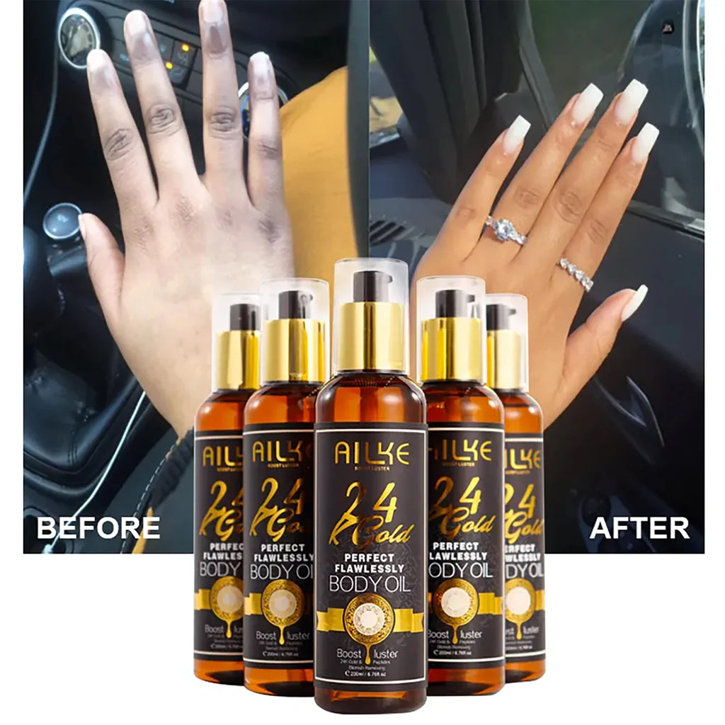 AILKE 24k Gold Flawlessly Whitening Skin Care Set For All Skin Type, Moisturizer, Reduce Black Spots, Smoothing, Brightening
