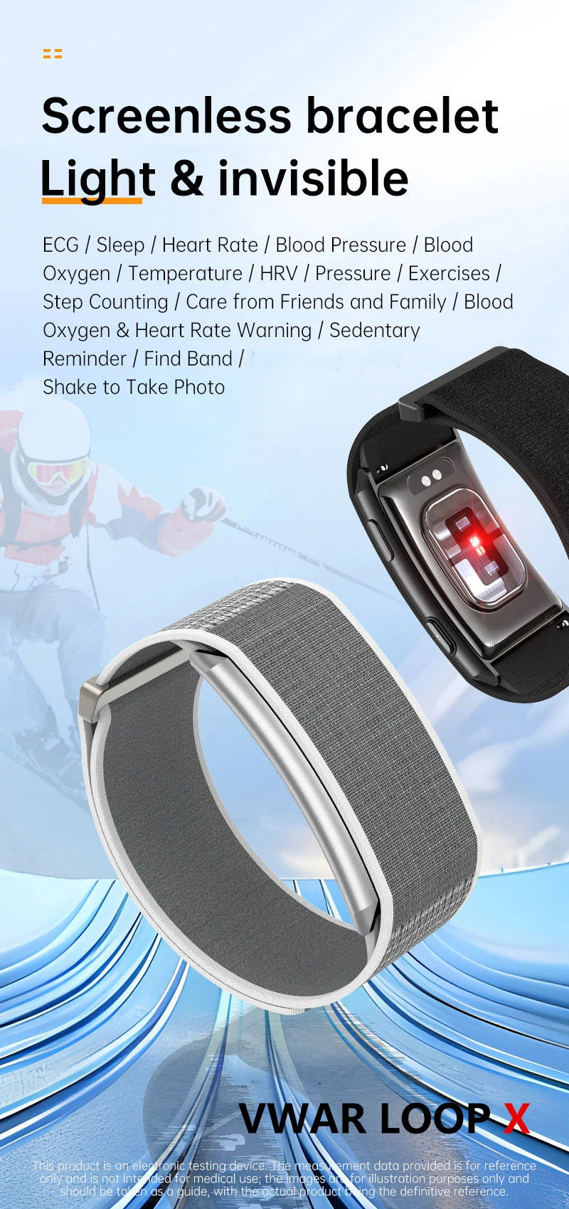 VWAR No Screen Health Smart Bracelet ECG+PPG Blood Pressure Heart Rate Sleep 24h Monitoring Fitness Tracker Smartwatch Men Women