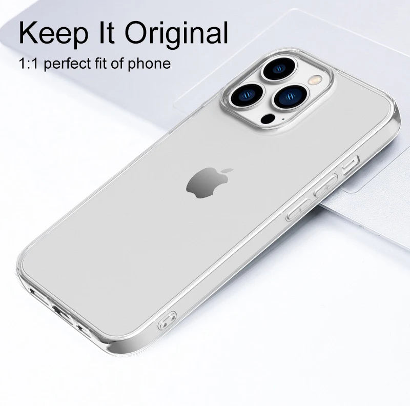 iPhone 15 Case Ultra Thin Clear Silicone Shock-Absorbing Cover Tidesmit