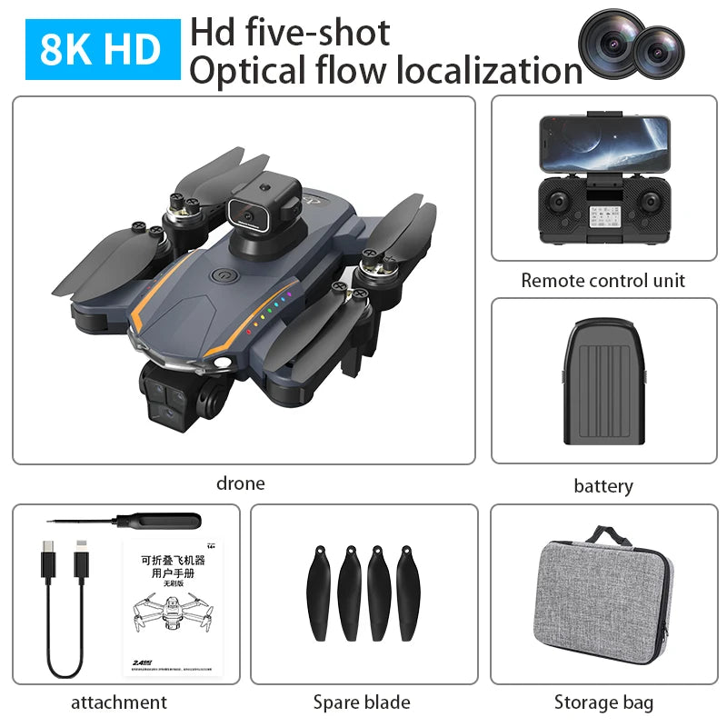 Tidesmit GPS Camera Drone with Obstacle Avoidance and Dual 6K Lens L-62 Black Tidesmit