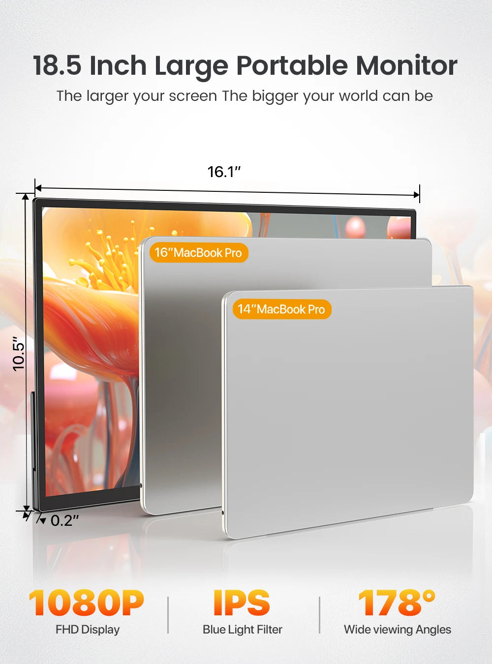 UPERFECT USteam E6 Pro 18.5" Touchscreen Portable Monitor 1080P 120Hz Smart Gaming Display For Steam Deck Laptop Computer PS6 PC