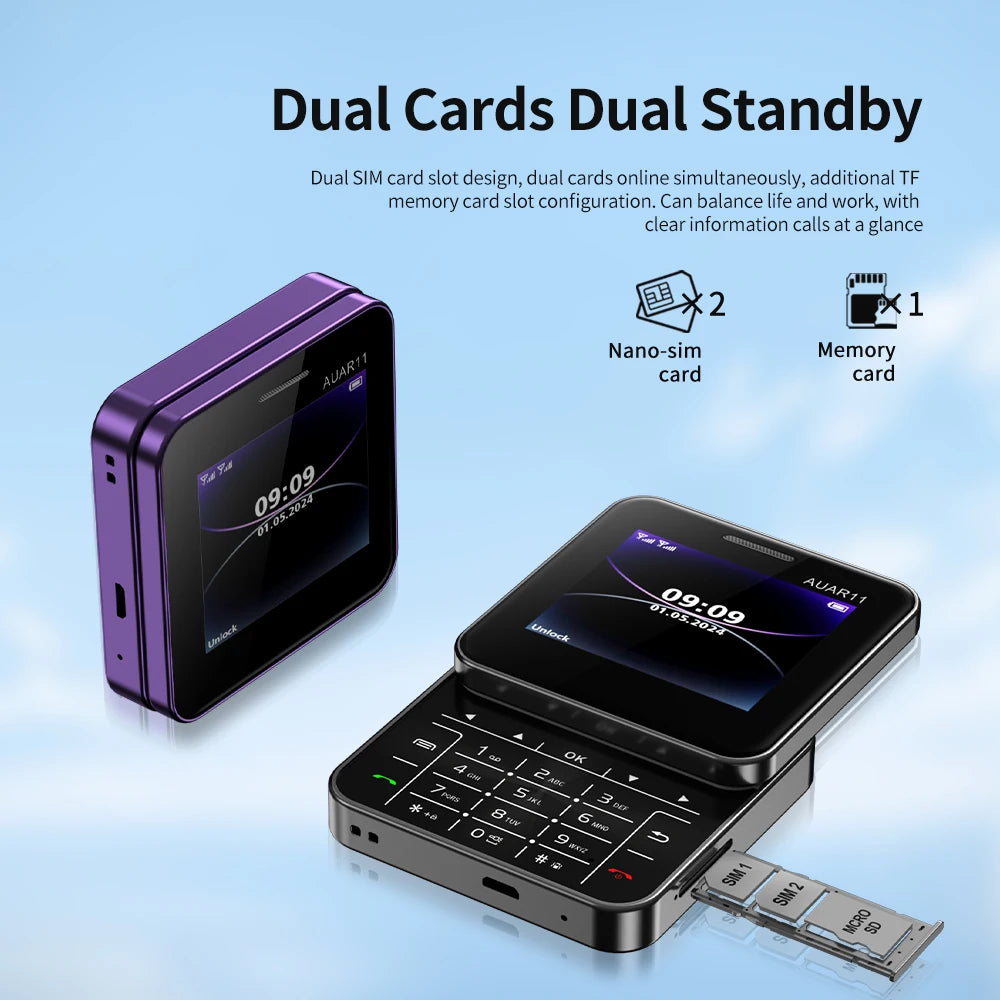 SERVO AUAR11 Rotating Screen Mobile Phone 2G GSM Dual SIM Blacklist Magic Voice FM Radio Speed Dial Torch Mini Sliding Cellphone