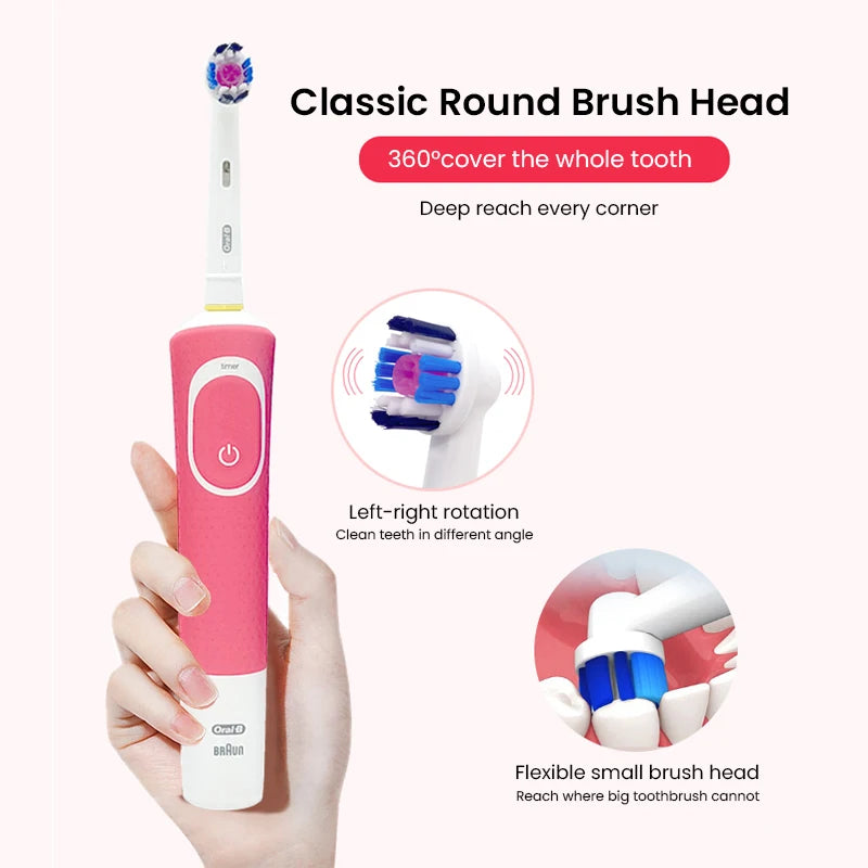 Oral B D100 2D Vitality Electric Toothbrush Timer 7600Rpm Cross Action Deep Cleaning and Whitening Teeth Tooth Brush
