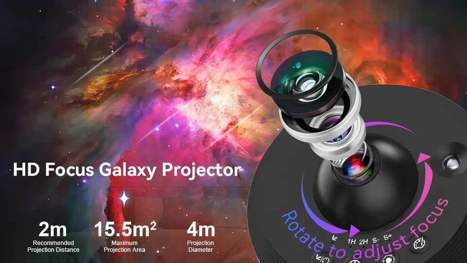 Galaxy Star Projector 12-in-1 Lamp - Rotating Night Light Black Tidesmit