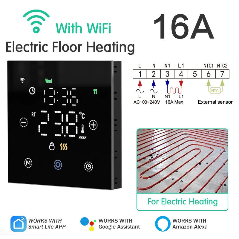 Smart Thermostat Tuya WiFi for Water/Electric Floor Heating Gas Boiler Remote Temperature Controller Alexa Google Yandex Voice