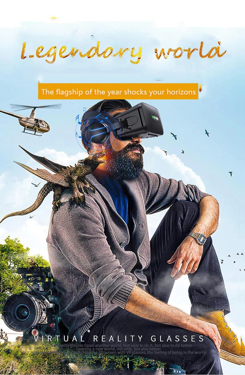 VR Headset for Smartphone – Adjustable 3D Goggles with Wireless Controller Tidesmit