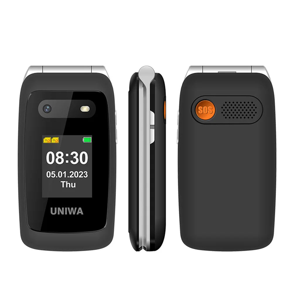 UNIWA V202T 4G Flip Phone Large Button for Elderly Mobile Phone 2.4Inch Screen 1450mAh With Emergency Call Button Global Version