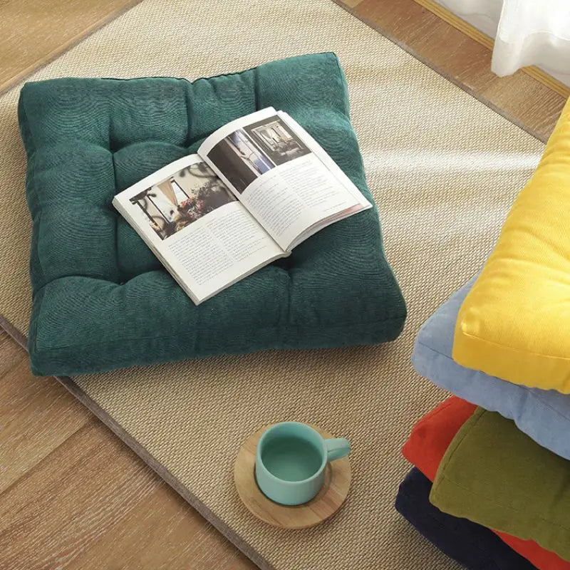 Floor Pillow Square Floor Seating Pillow Cushion Meditation Yoga Seat Kneeling Pillows Thick Tufted Cushions Mat Pad Balcony