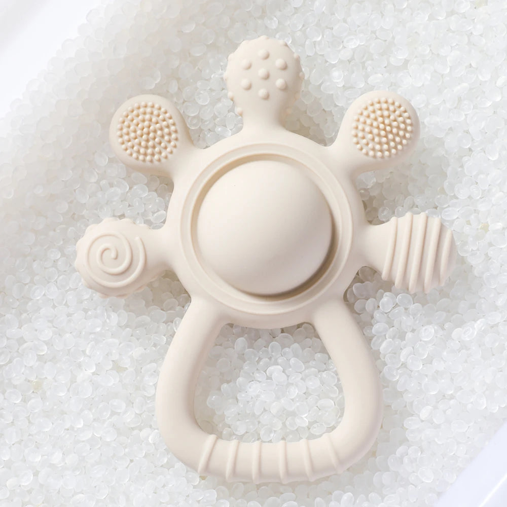 Baby BPA Free Silicone Teether Toy Rattle Silicone Teething for Teeth Newborn Accessories Food Grade Infant Soothing Nusing Toys
