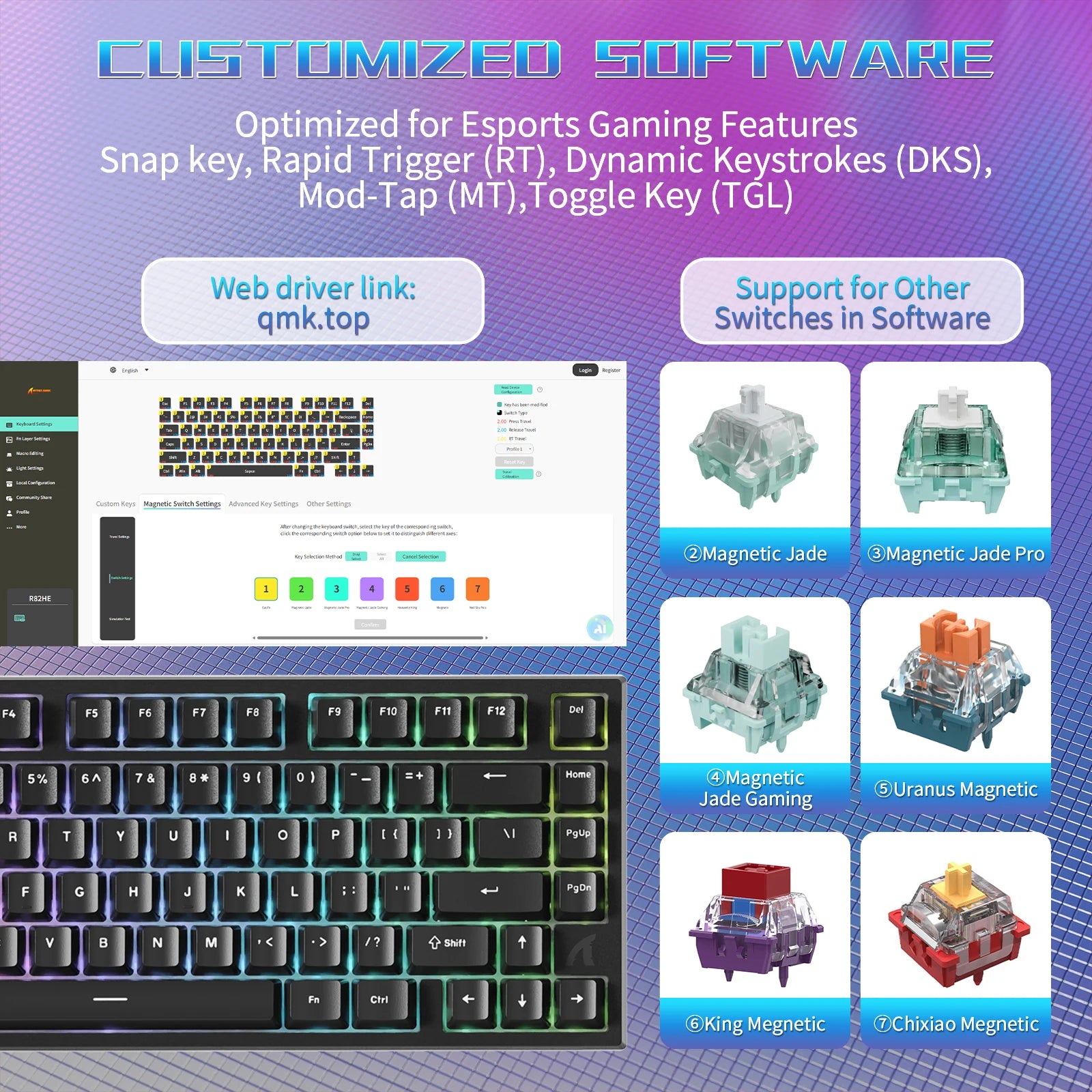 ATTACK SHARK R82 HE Rapid Trigger Wired Mechanical Gaming Keyboard TKL NKRO with 8K Polling,0.005mm RT Accuracy,256K Scan Rate,