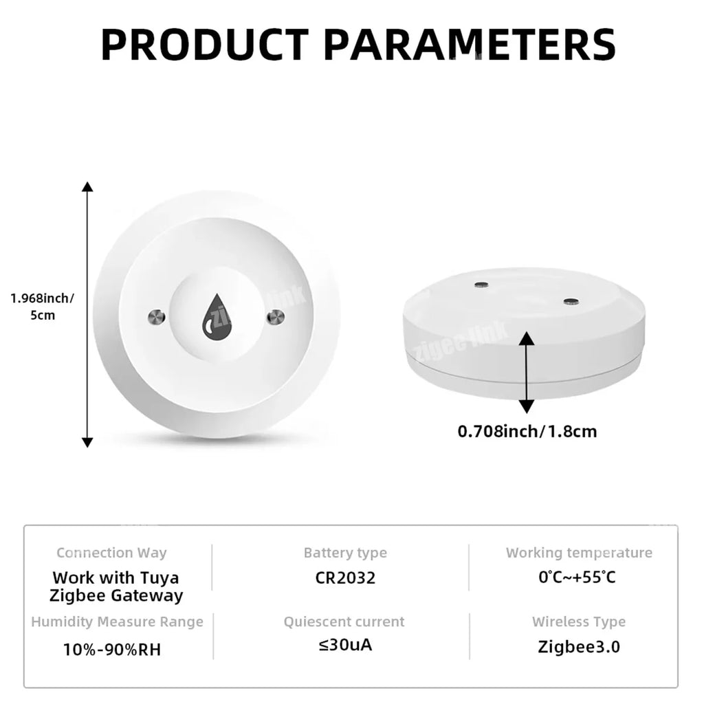 Smart Water Leak Sensor ZigBee 3.0 WiFi Flood Alarm for Home Automation Tidesmit