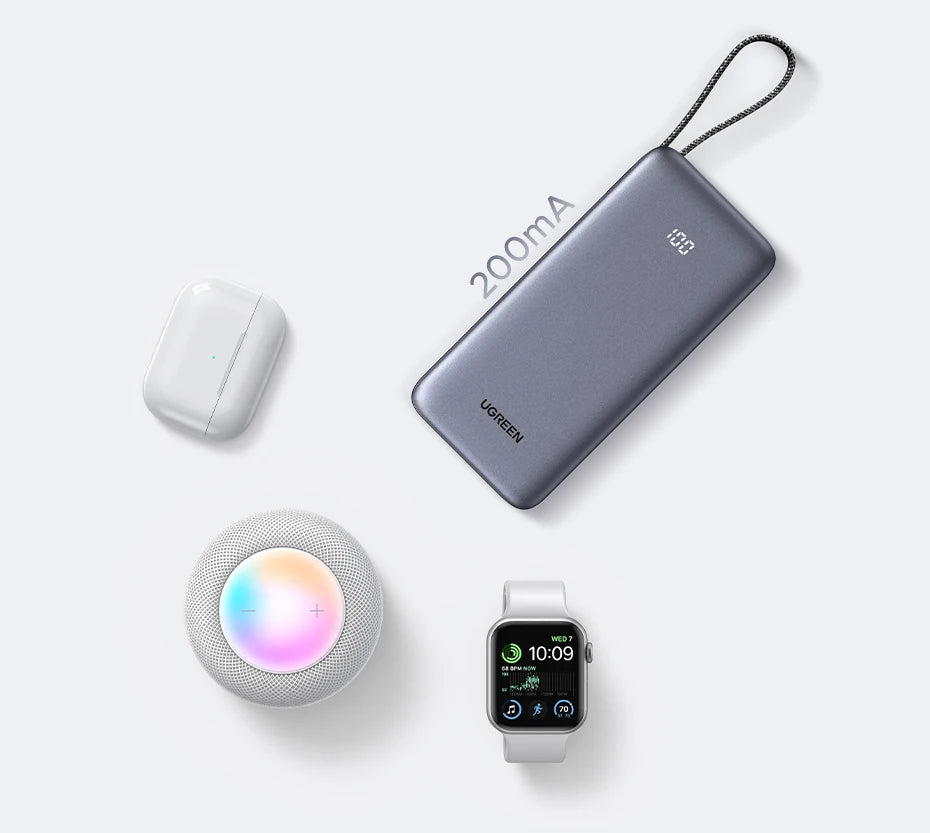 20000mAh Fast Charging Power Bank 45W with Integrated USB-C Cable Tidesmit