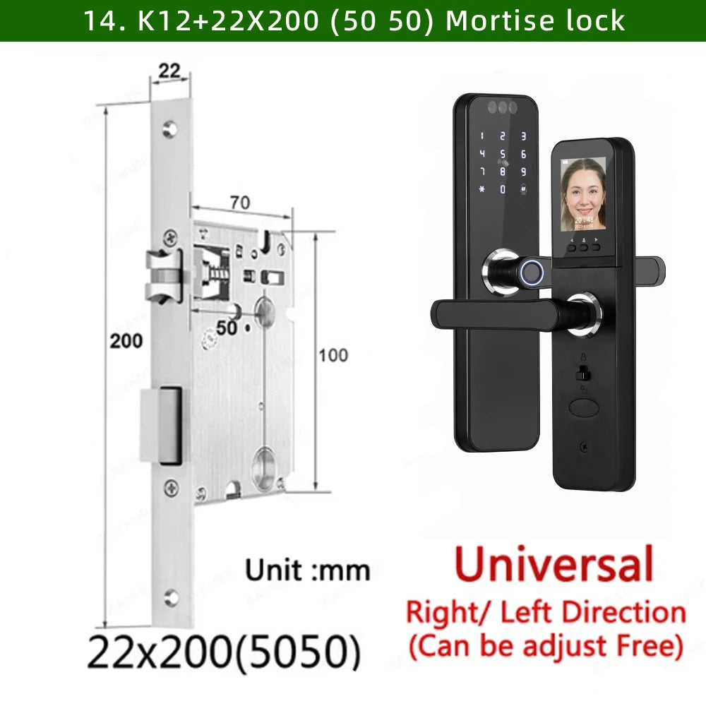 CDOK K12 Tuya WiFi smart door lock, remote unlocking, with cat-eye camera and face unlocking