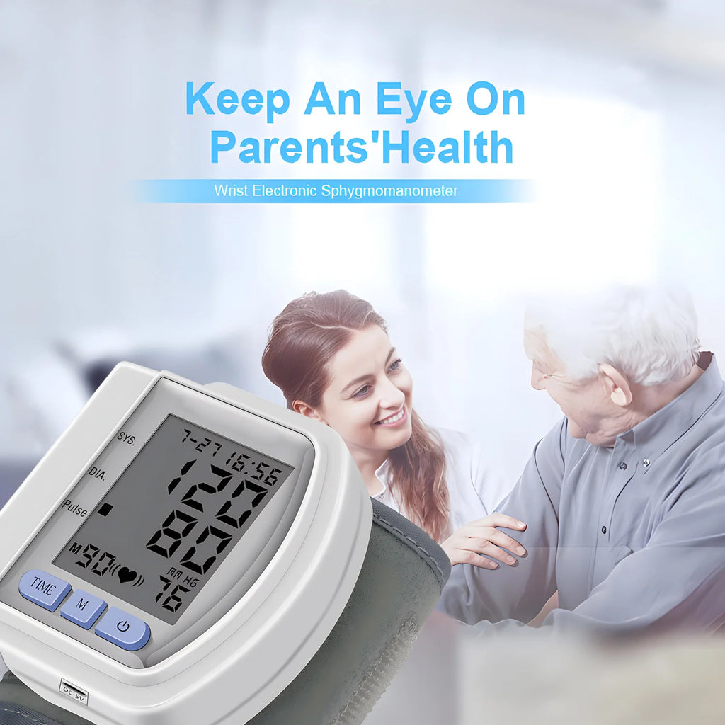 Medical Digital LCD Wrist Automatic Blood Pressure Monitor sphygmomanometer PR Heart Beat Rate Pulse Mete Tonometer Health Care
