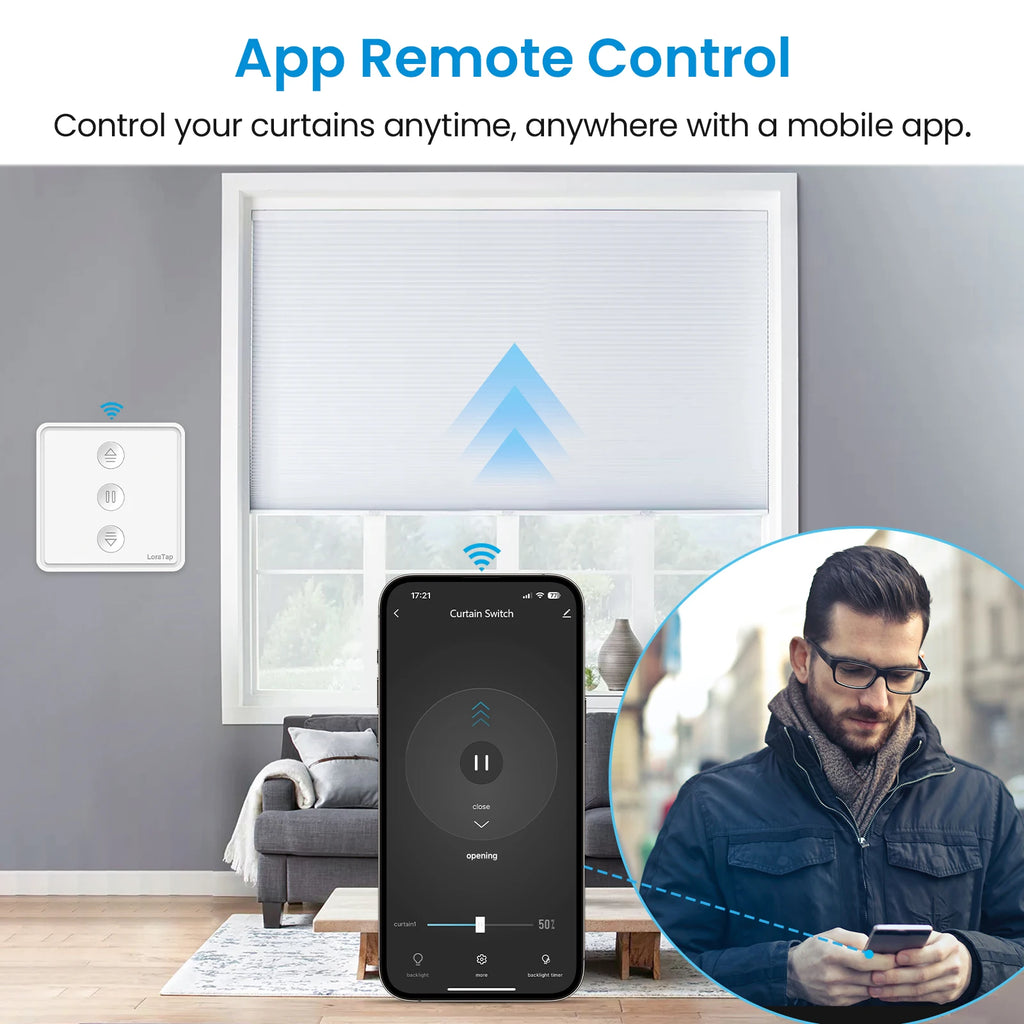 Smart Curtain Switch for Tuya Blinds with Precise Percentage Control Tidesmit