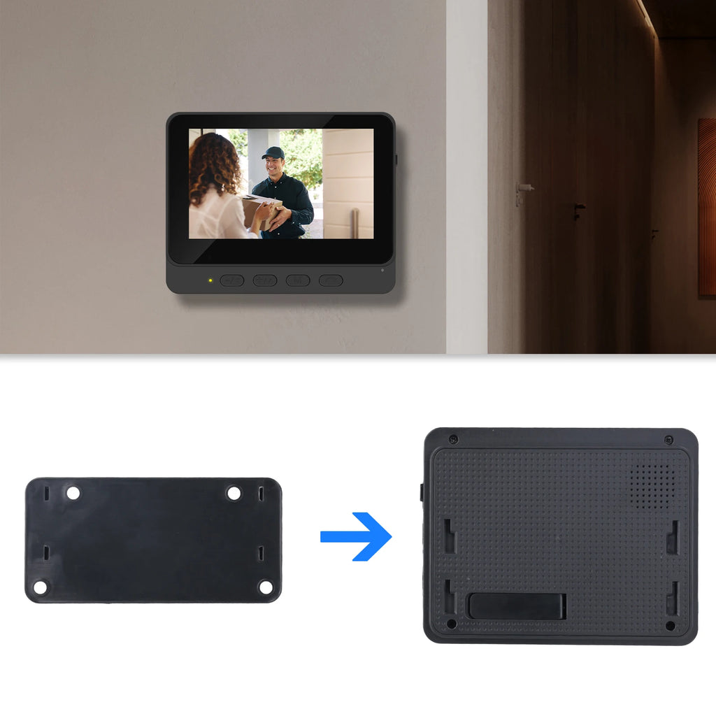 Podofo 4.3inch IPS Screen Wireless Doorbell Night Vision Intercom Video Monitor Video Two-way Intercom Doorbell Ring Door Camera