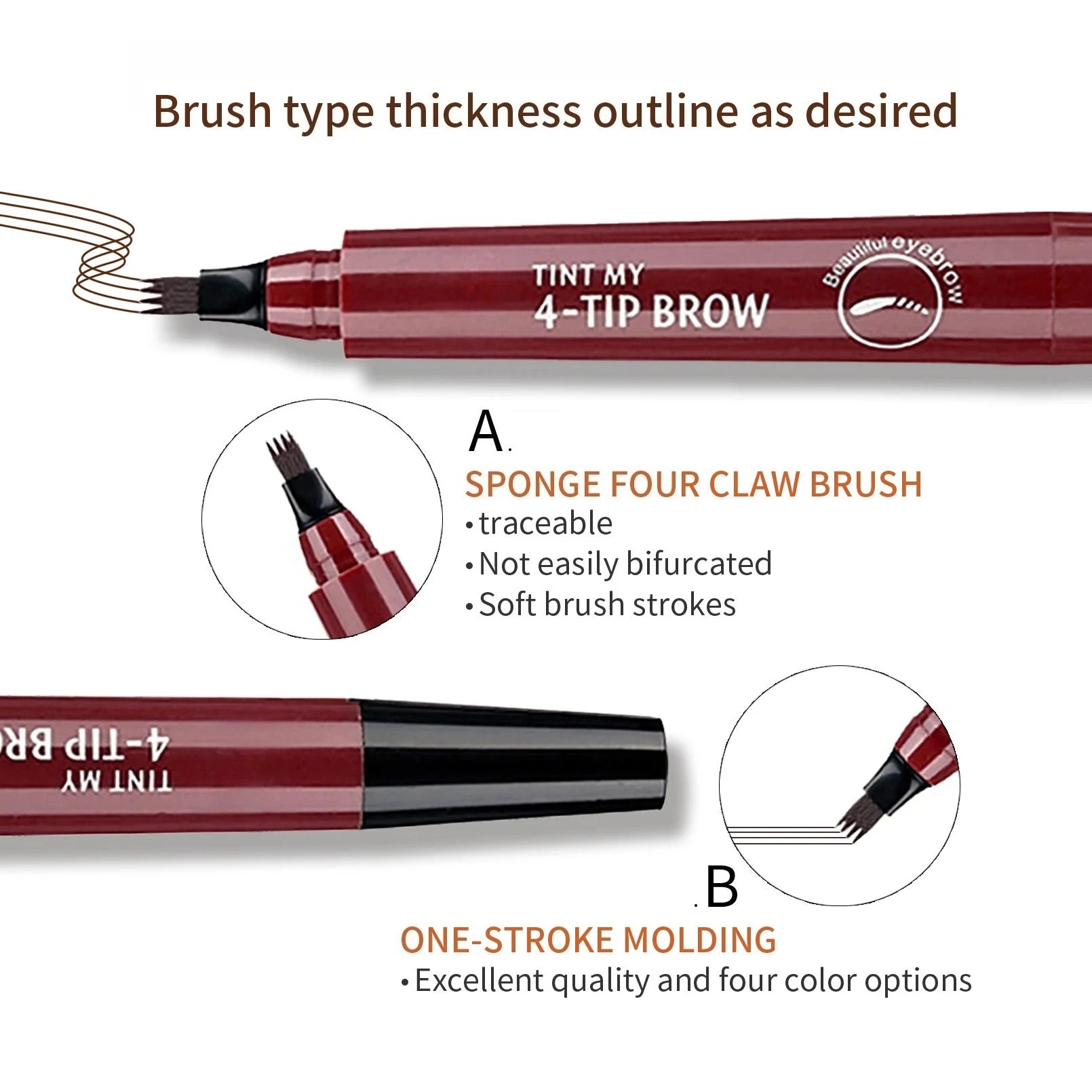 Four-Pronged Eyebrow Pencil - Smudge-Proof PMU Microblading Pen Permanent Makeup Machines Tidesmit