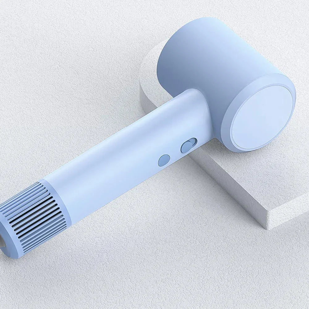 MIJIA H501 SE high-speed hair dryer in sky blue with sleek, lightweight design and ergonomic control buttons.