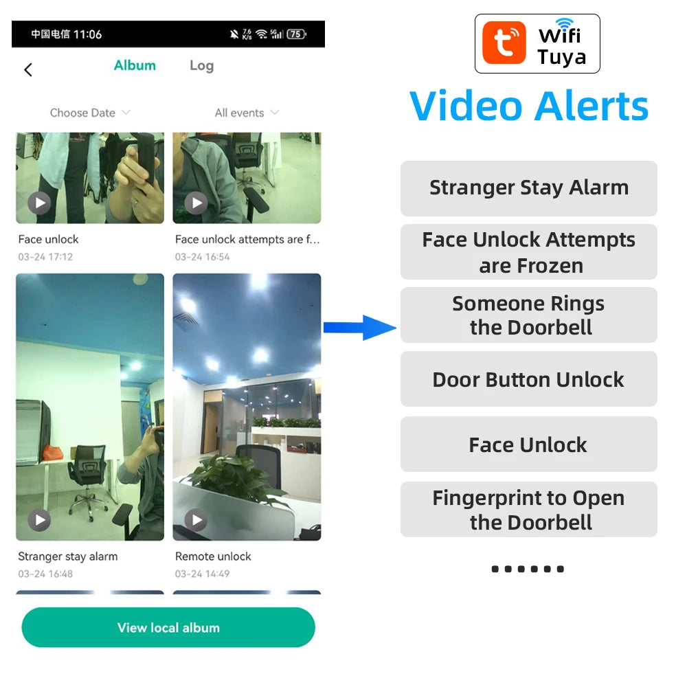 RAYKUBE 21-language Voice Tuya WiFi Camera Palm Vein Smart Fingerprint Lock Face Recognition Digital Lock With Video Call P85
