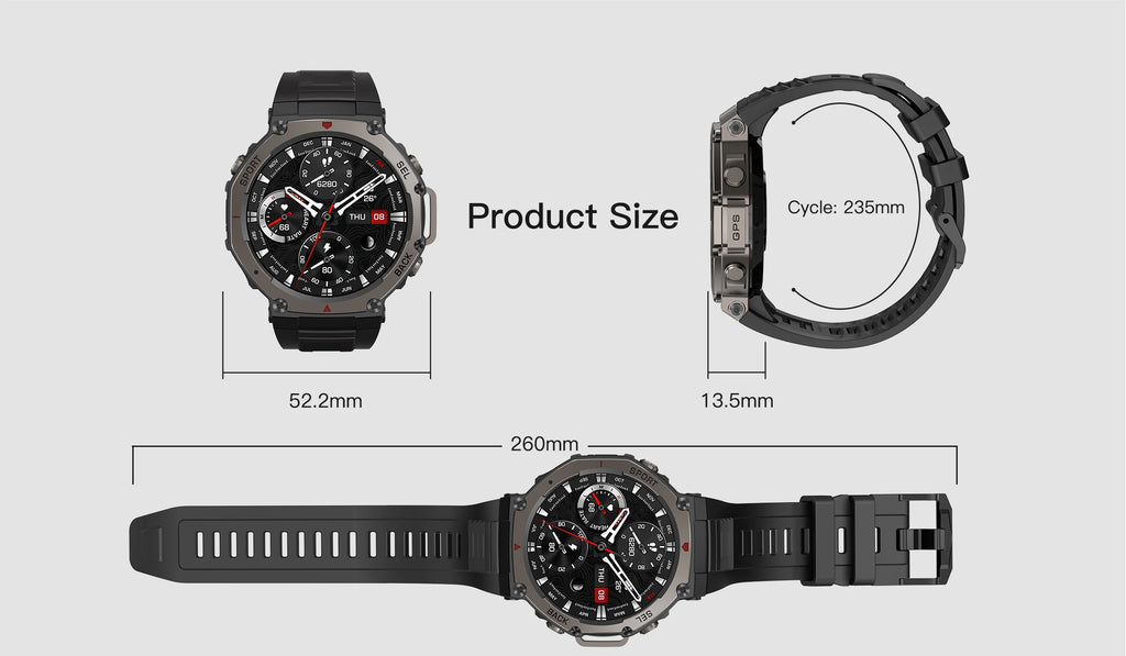 HD Watches Built-in Dual-band GPS Smart Watch Men Smartwatch Compass Altimeter Barometric 5ATM IP69K Waterproof AMOLED